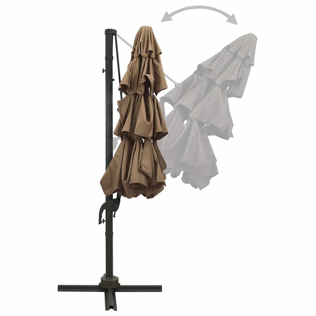 Garden Parasol 4 Tier 3m Black Patio Umbrella Crank Tilt Aluminium bordeaux red