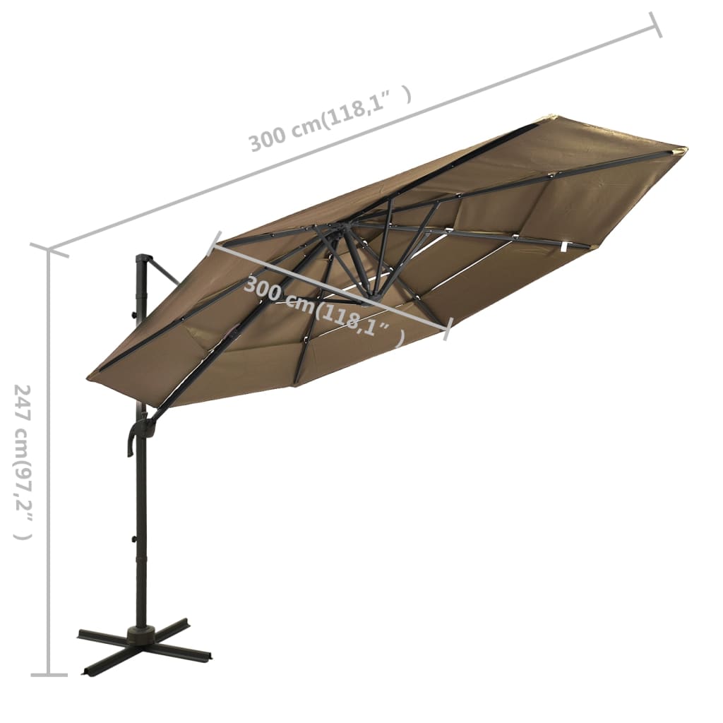 4-Tier Garden Parasol With Aluminium Pole 3X3 M