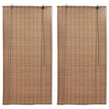 Bamboo Roller Blinds 2 Pack Brown 150 x 220cm Natural Window Shades