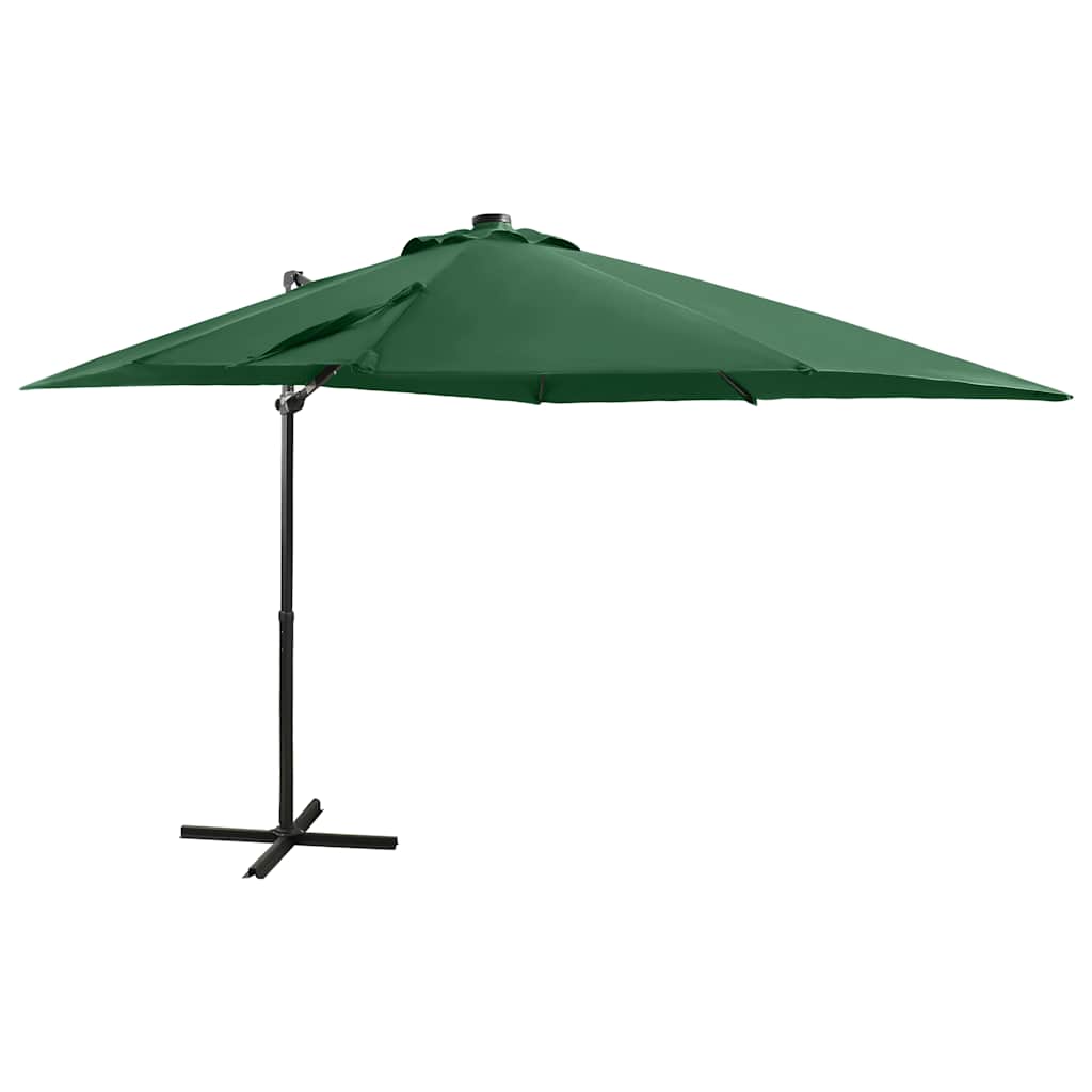 Garden Parasol LED Cantilever 2.5m 360° Tilt Solar Umbrella Bordeaux green sand