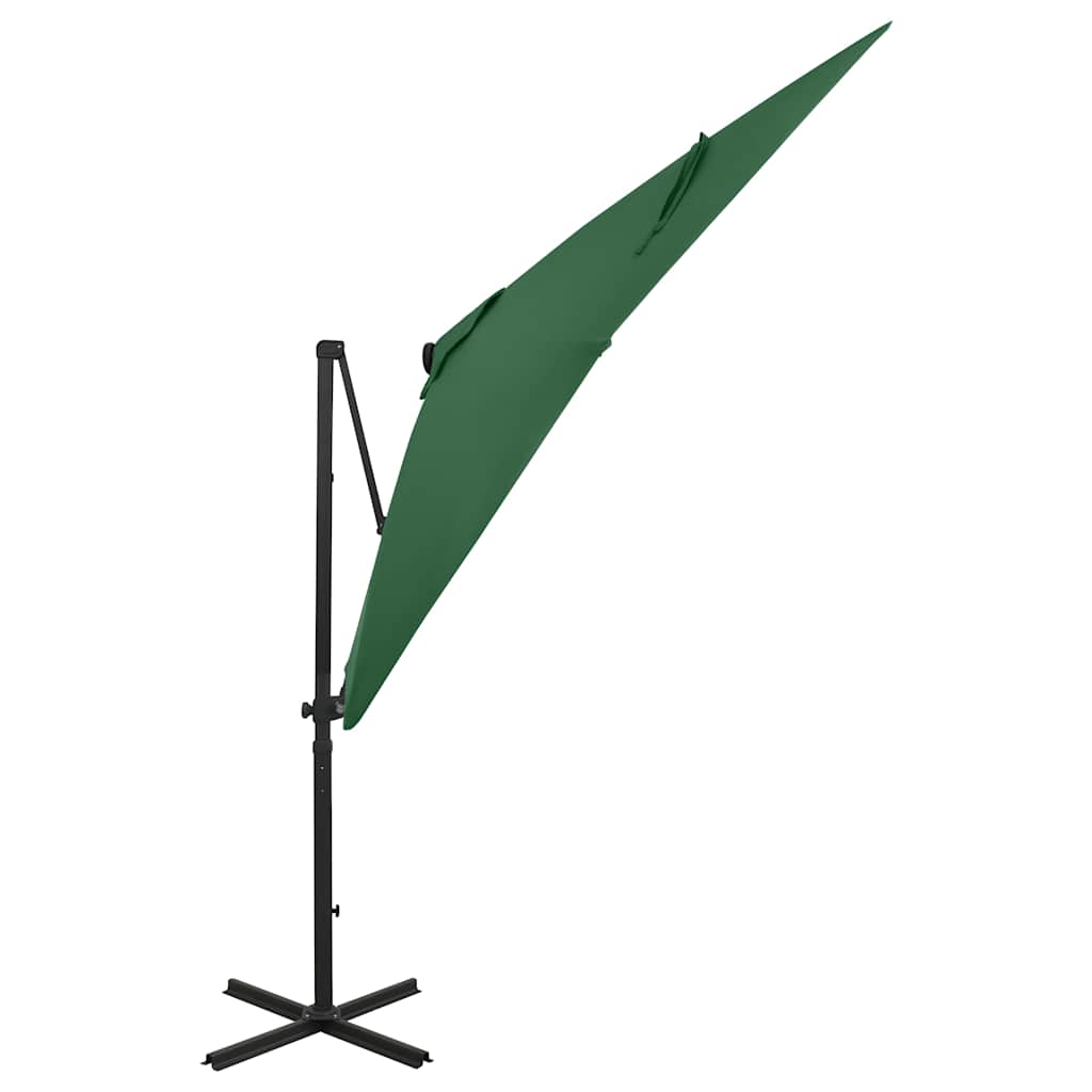 Garden Parasol LED Cantilever 2.5m 360° Tilt Solar Umbrella Bordeaux green sand