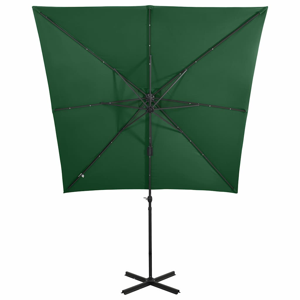 Garden Parasol LED Cantilever 2.5m 360° Tilt Solar Umbrella Bordeaux green sand