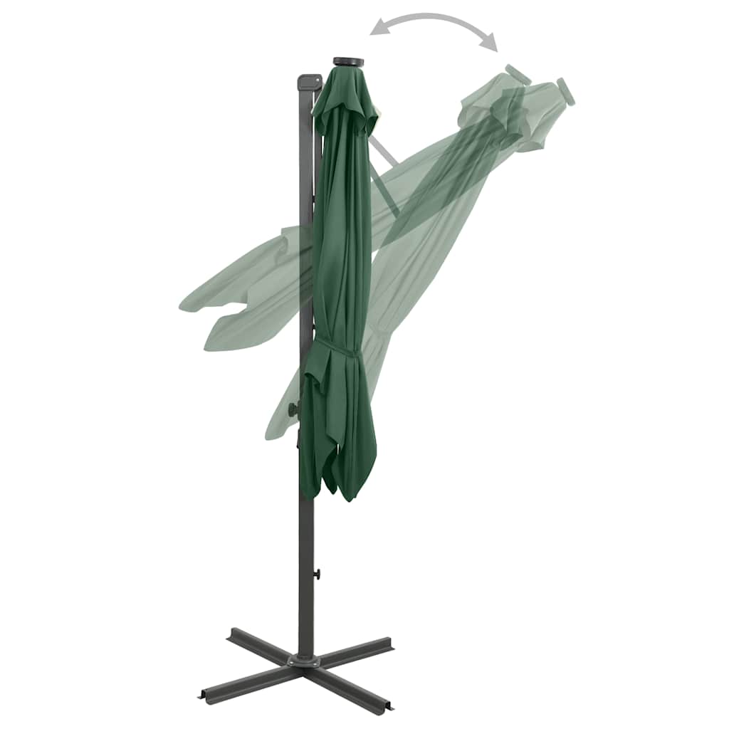 Garden Parasol LED Cantilever 2.5m 360° Tilt Solar Umbrella Bordeaux green sand