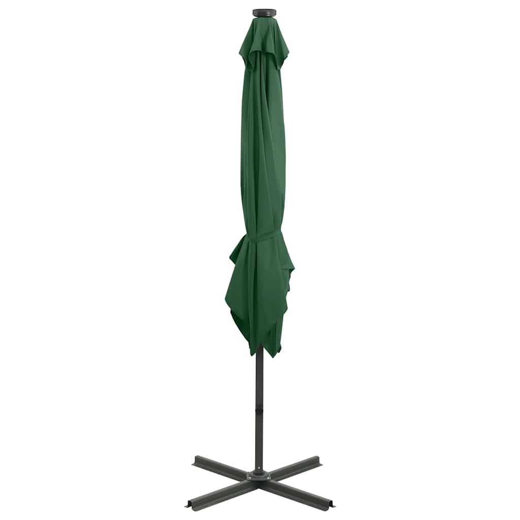 Garden Parasol LED Cantilever 2.5m 360° Tilt Solar Umbrella Bordeaux green sand