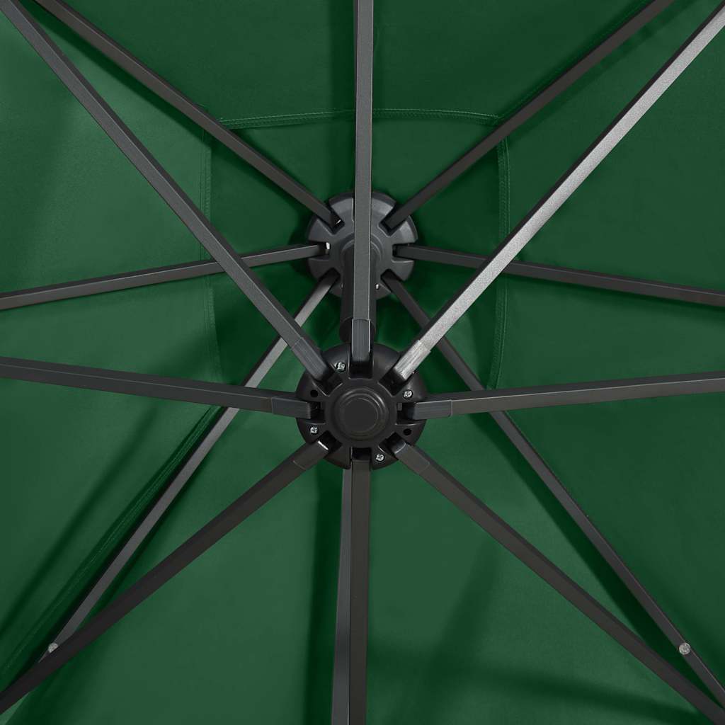 Garden Parasol LED Cantilever 2.5m 360° Tilt Solar Umbrella Bordeaux green sand
