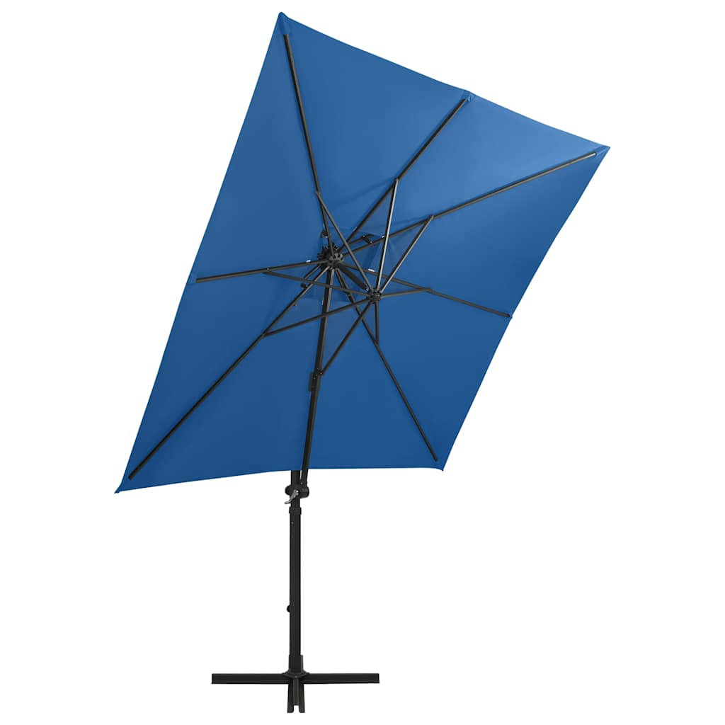 Garden Parasol LED Cantilever 2.5m 360° Tilt Solar Umbrella Bordeaux green sand