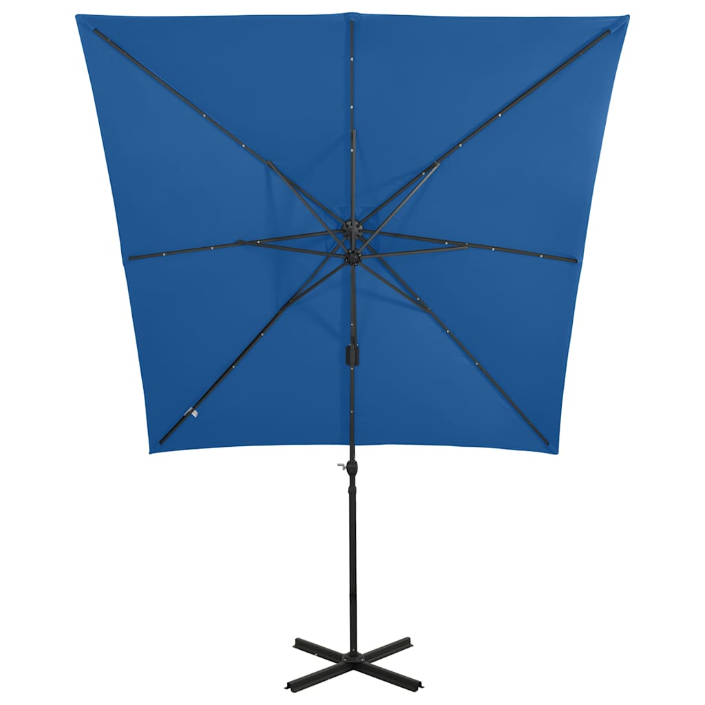Garden Parasol LED Cantilever 2.5m 360° Tilt Solar Umbrella Bordeaux green sand