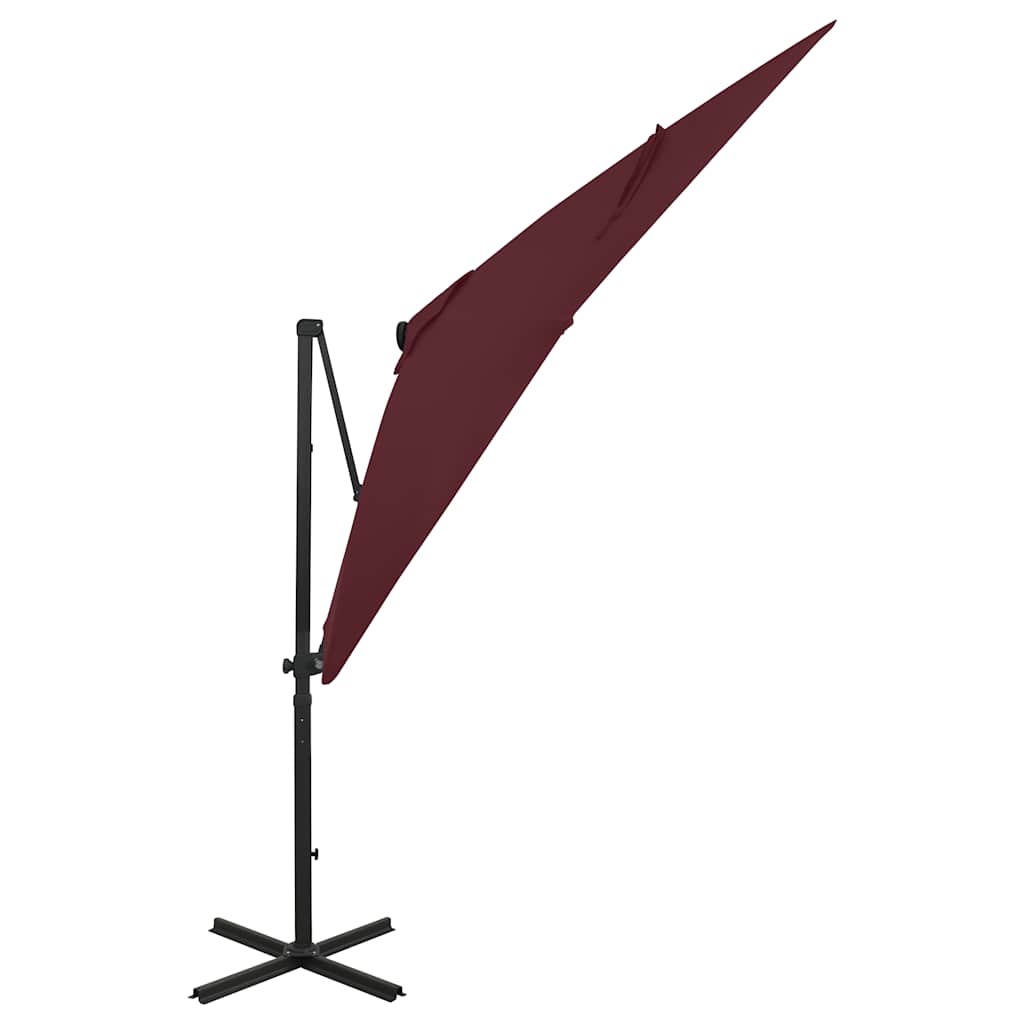 Cantilever Garden Parasol With Pole And Led Lights