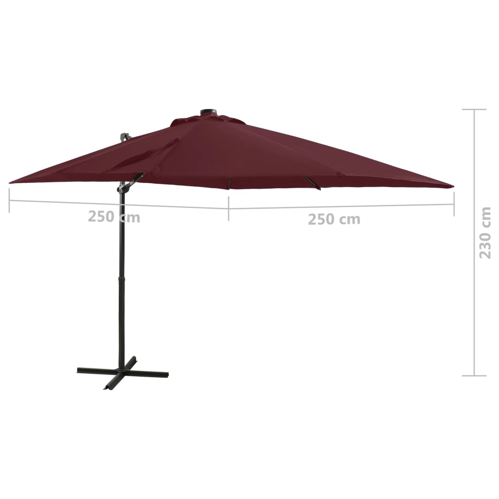 Cantilever Garden Parasol With Pole And Led Lights