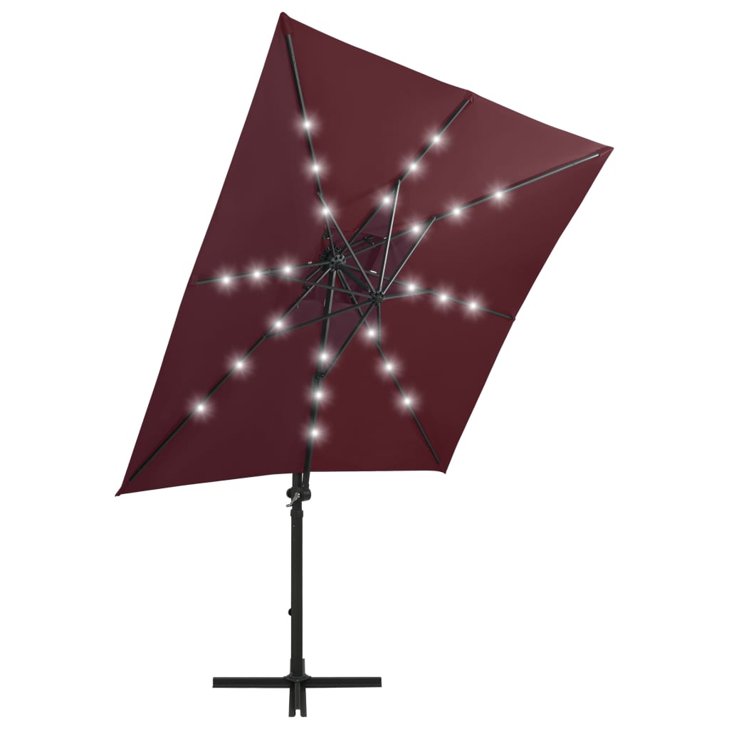 Cantilever Garden Parasol With Pole And Led Lights