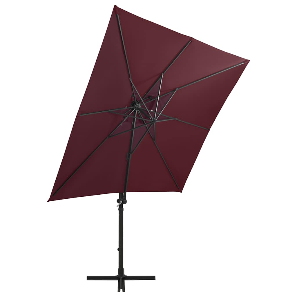 Cantilever Garden Parasol With Pole And Led Lights