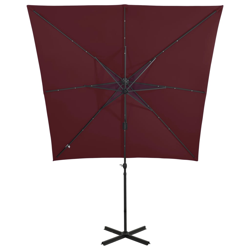 Cantilever Garden Parasol With Pole And Led Lights