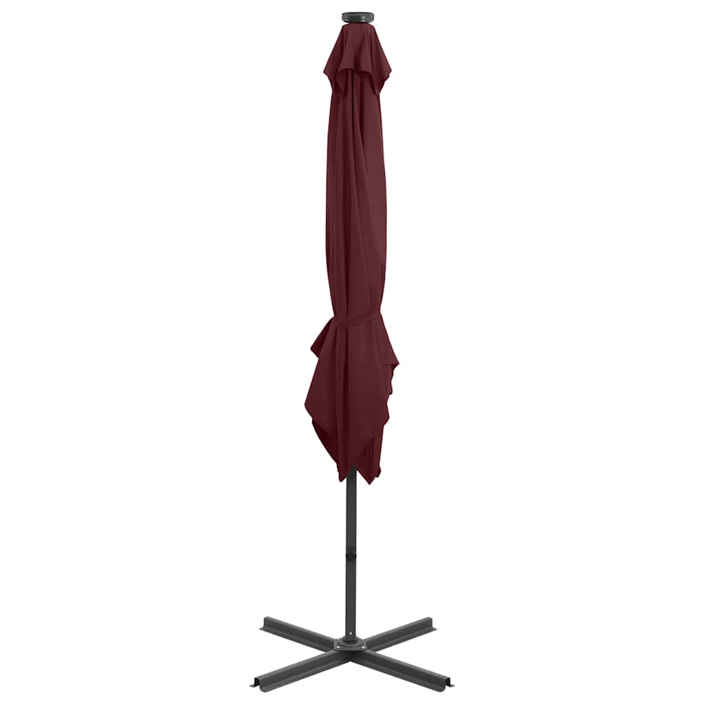 Cantilever Garden Parasol With Pole And Led Lights