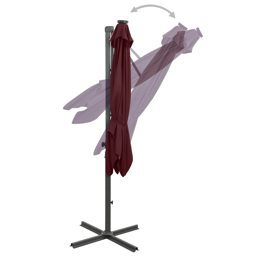 Cantilever Garden Parasol With Pole And Led Lights