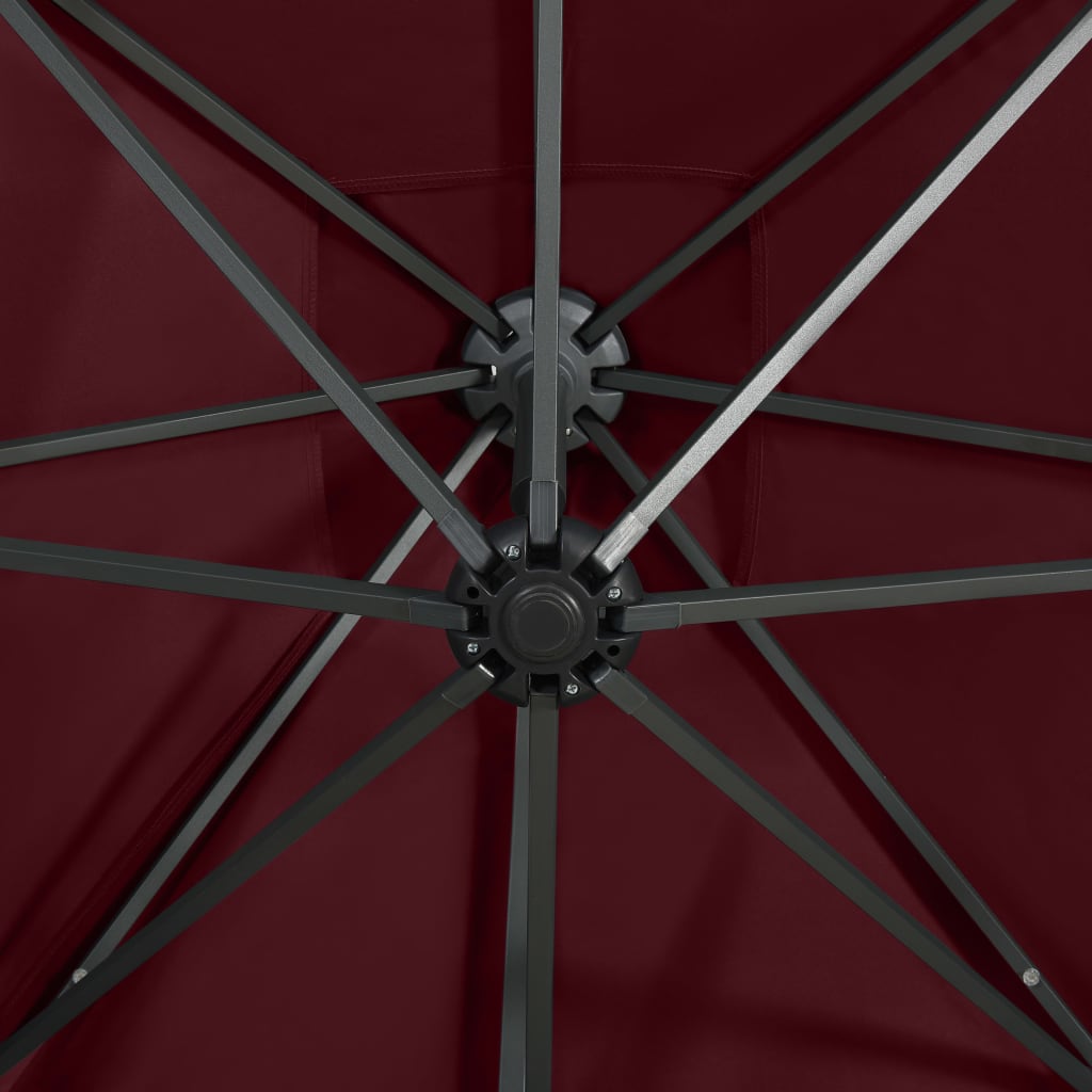 Cantilever Garden Parasol With Pole And Led Lights