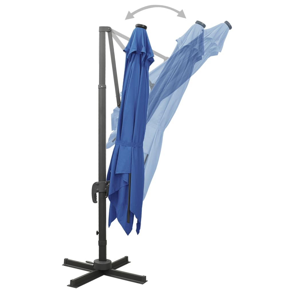Cantilever Garden Parasol With Pole And Led Lights 300 Cm