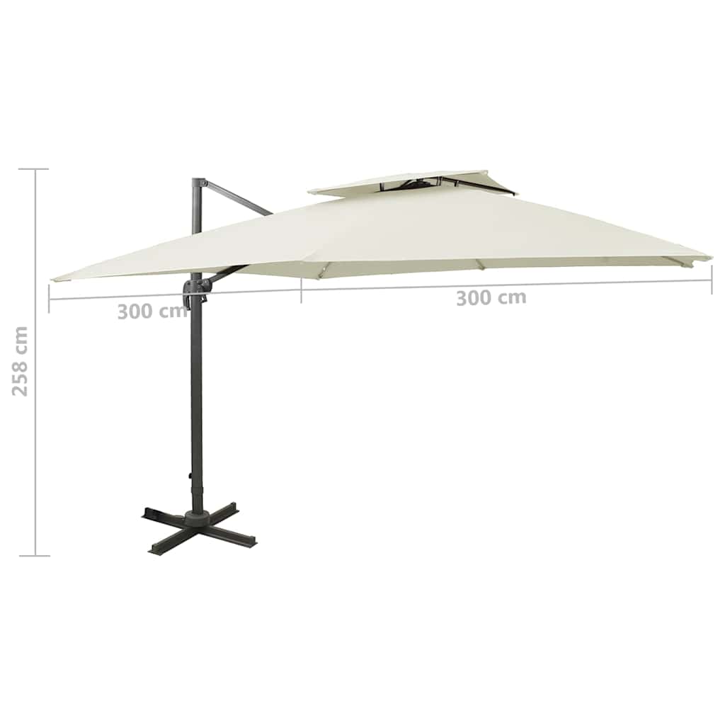 Garden Parasol Cantilever Double Top 400X300 Cm bordeaux red azure blue taupe 40