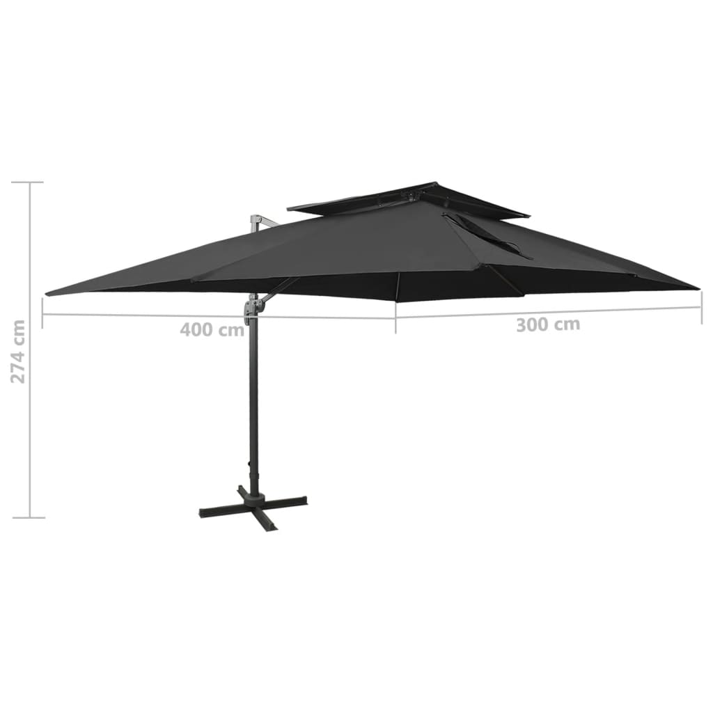 Cantilever Garden Parasol With Double Top 400X300 Cm