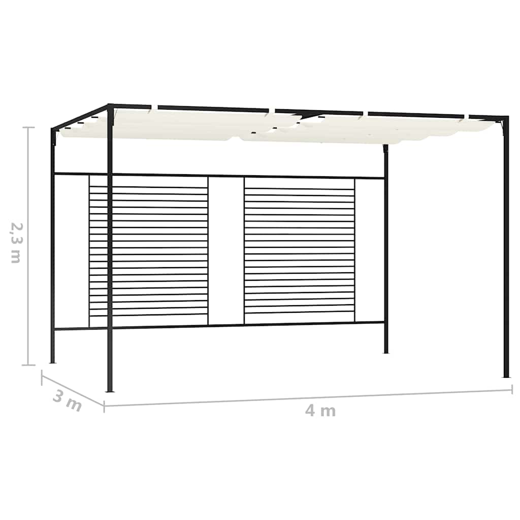 Gazebo Retractable Roof 3X4X2.3 M 180 G/M² cream taupe anthracite iron 300 cm