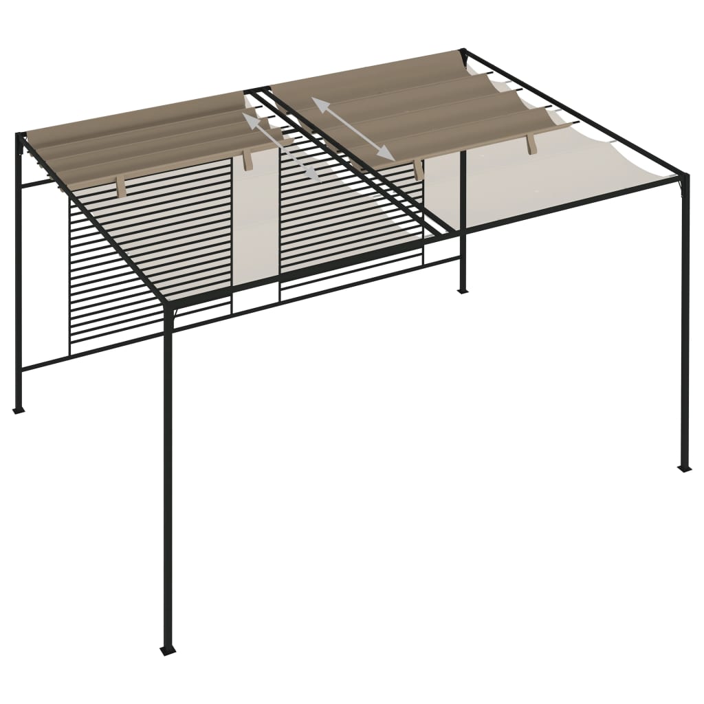 Gazebo Retractable Roof 3X4X2.3 M 180 G/M² cream taupe anthracite iron 300 cm