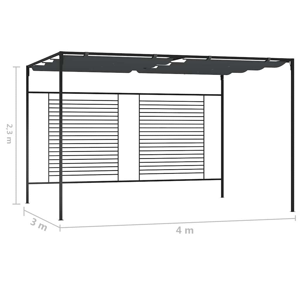 Gazebo Retractable Roof 3X4X2.3 M 180 G/M² cream taupe anthracite iron 300 cm