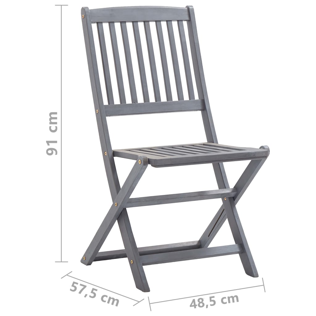 5 Piece Garden Dining Set Solid Acacia Wood Grey