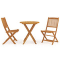 3 Piece Folding Bistro Set Solid Wood Acacia Without Armrests