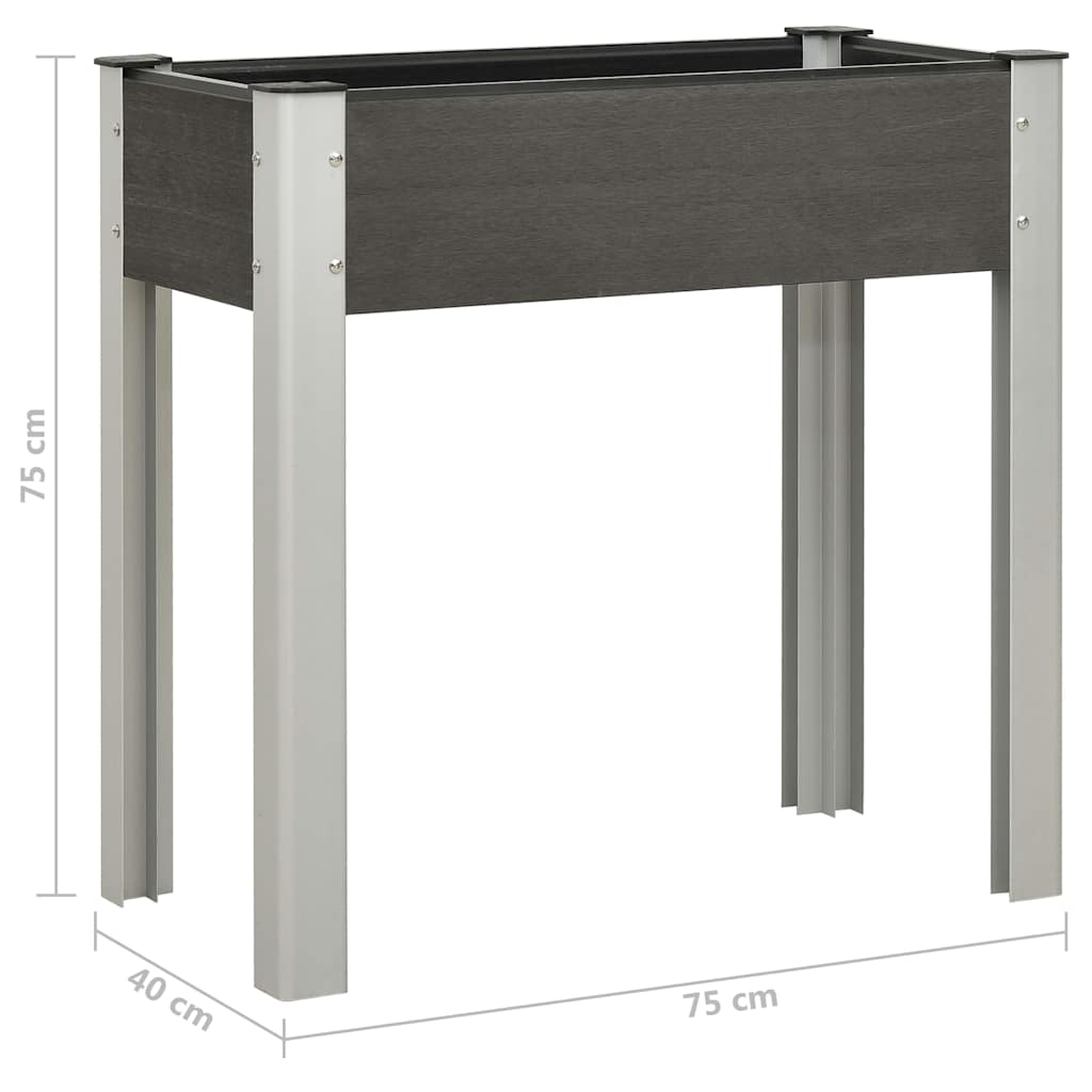Planter 75cm WPC Raised Garden Bed Grey Outdoor Vegetable Flower Box steel 120 x