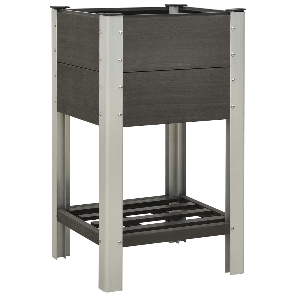 Garden Raised Bed With Shelf Grey Wpc