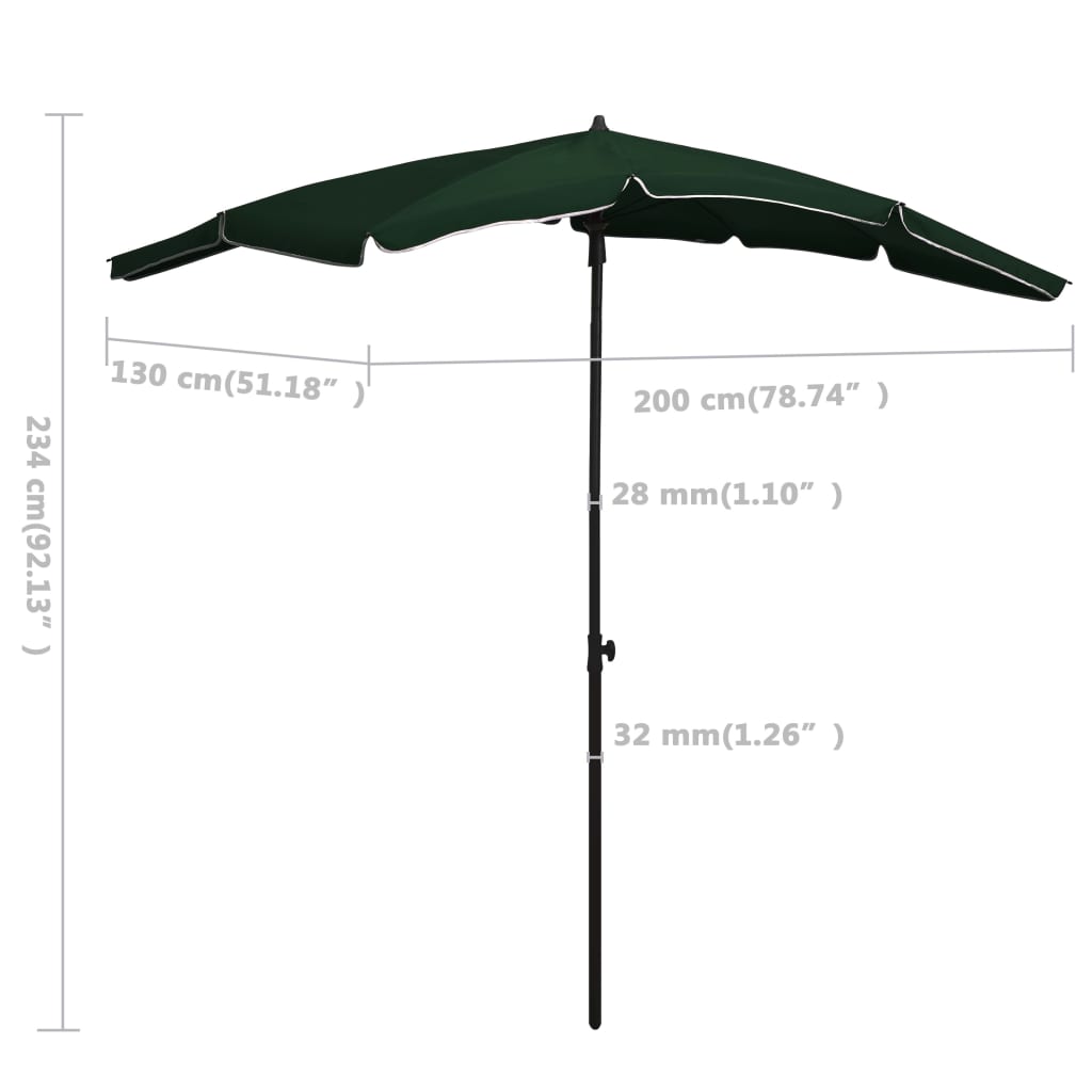 Garden Parasol With Pole 200X130 Cm