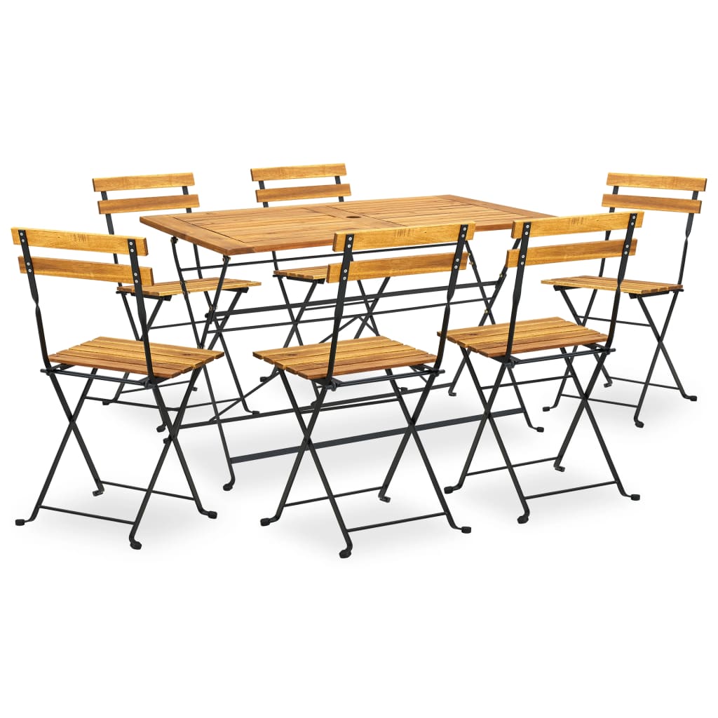 7 Piece Folding Outdoor Dining Set Solid Acacia Wood