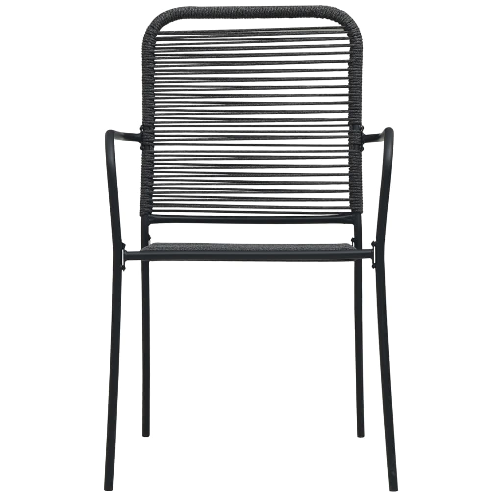 7 Piece Garden Dining Set Cotton Rope And Steel Black