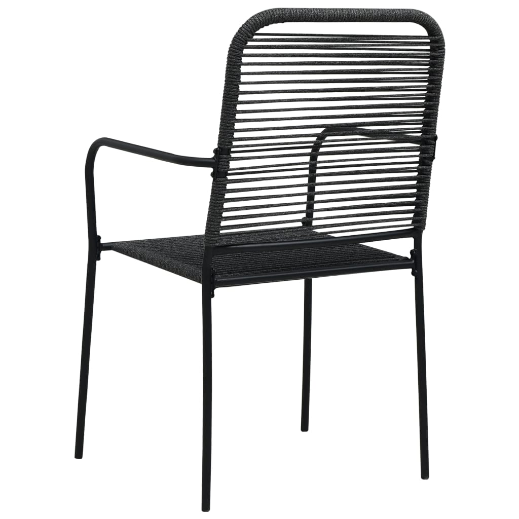 7 Piece Garden Dining Set Cotton Rope And Steel Black