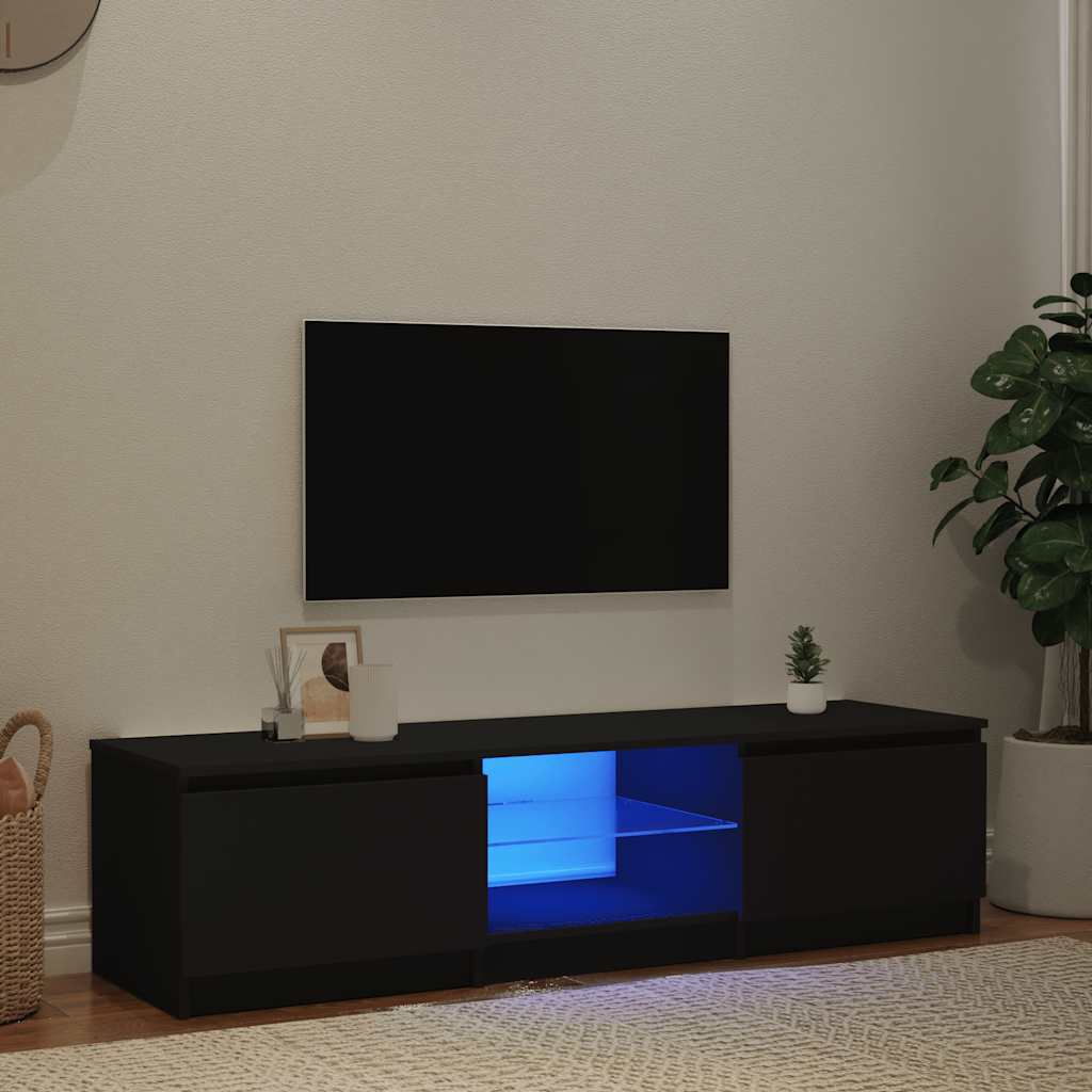 Tv Cabinet With Led Lights Engineered Wood