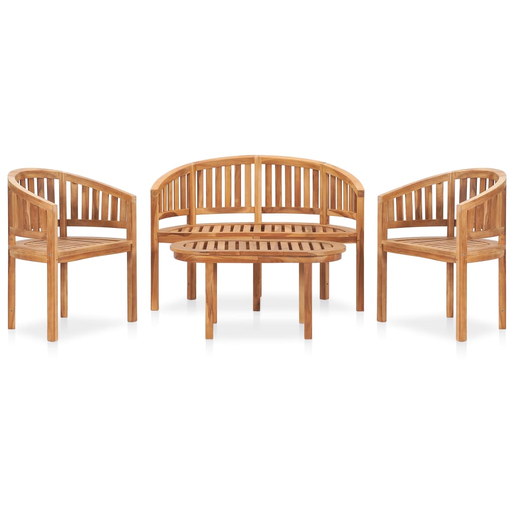 5 Piece Banana Garden Lounge Set Solid Teak Wood