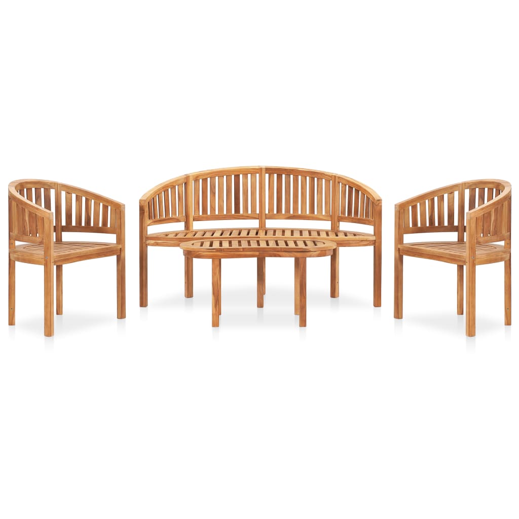 5 Piece Banana Garden Lounge Set Solid Teak Wood