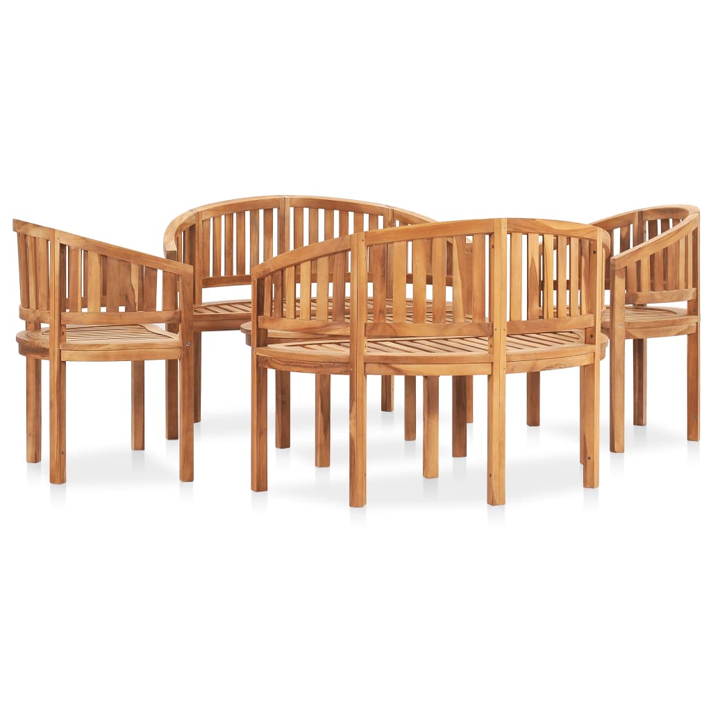5 Piece Banana Garden Lounge Set Solid Teak Wood