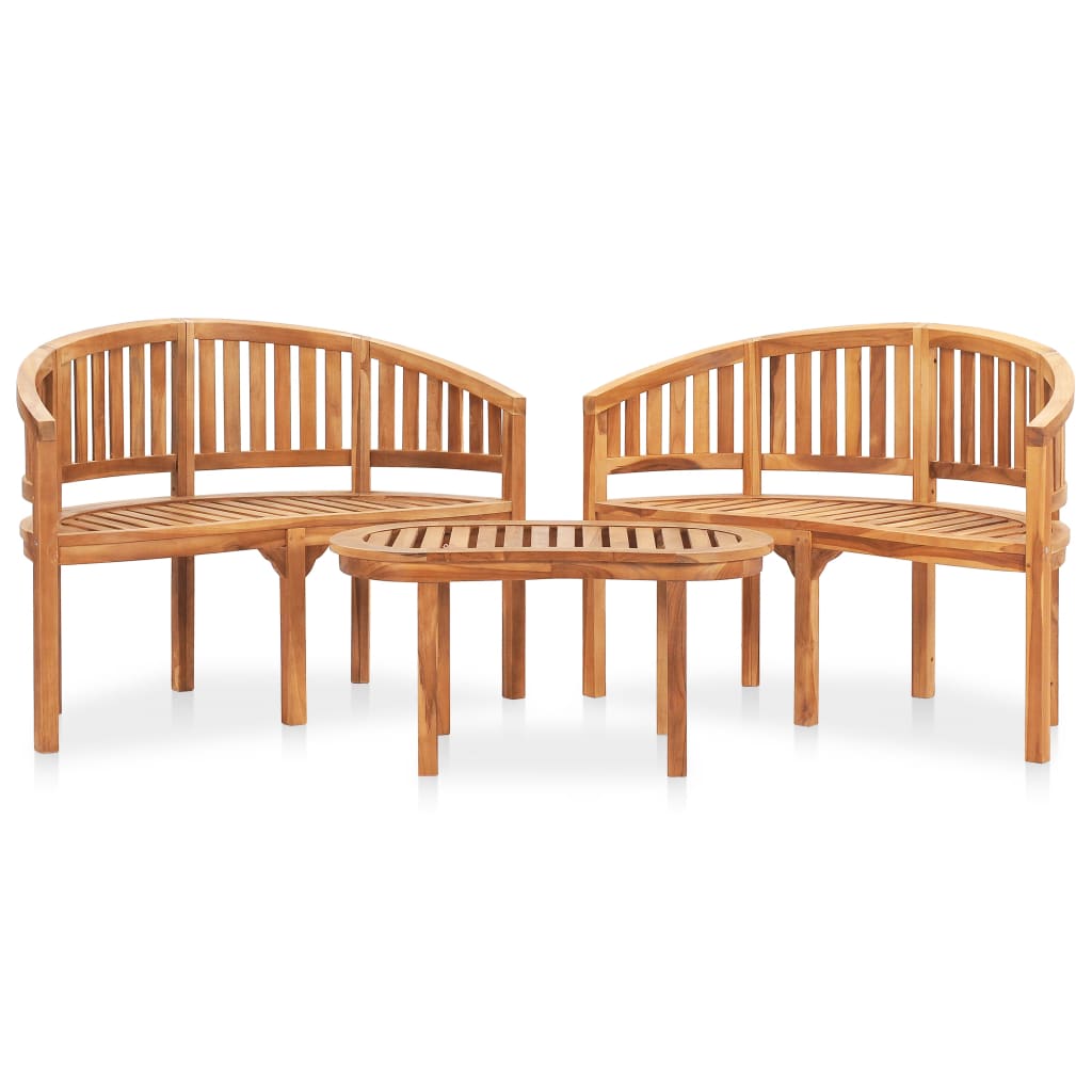 5 Piece Banana Garden Lounge Set Solid Teak Wood