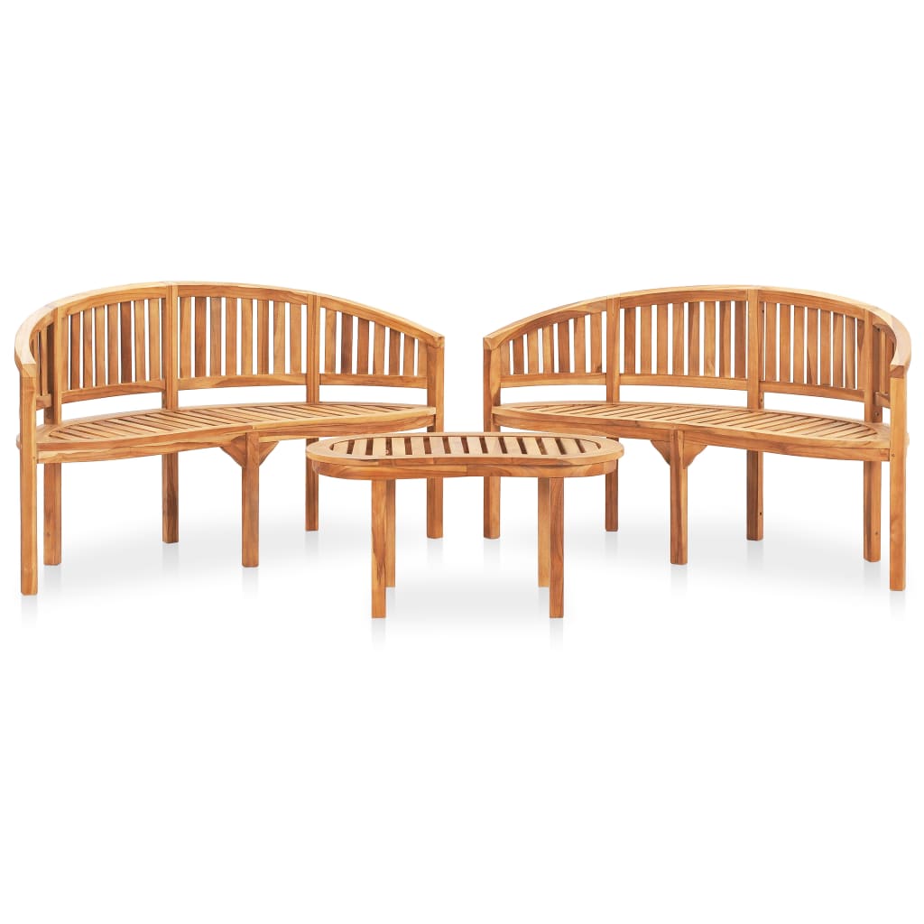 5 Piece Banana Garden Lounge Set Solid Teak Wood