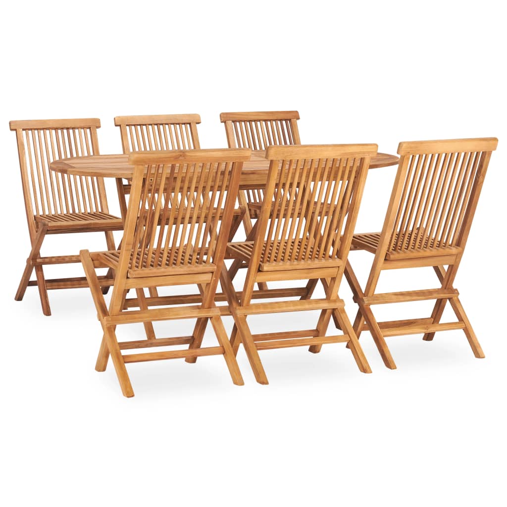 5 Piece Folding Outdoor Dining Set Solid Teak Wood