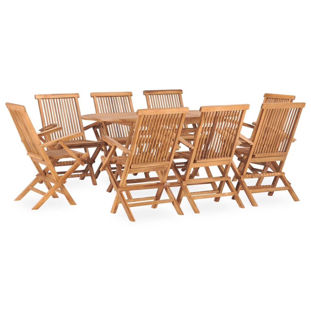 5 Piece Folding Outdoor Dining Set Solid Teak Wood