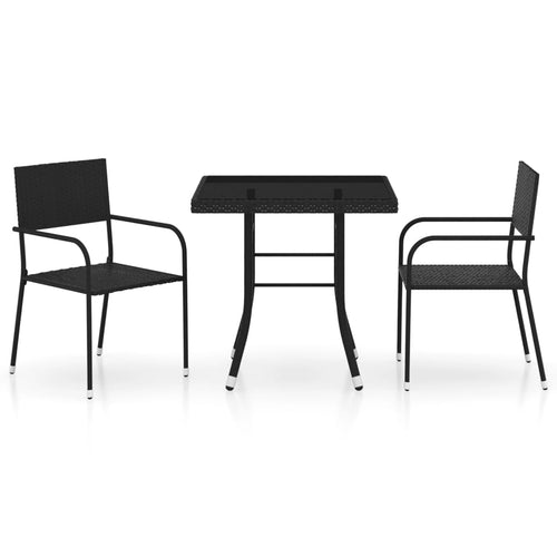 3 Piece Garden Dining Set Poly Rattan