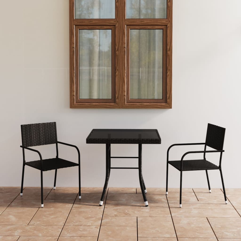 3 Piece Garden Dining Set Poly Rattan