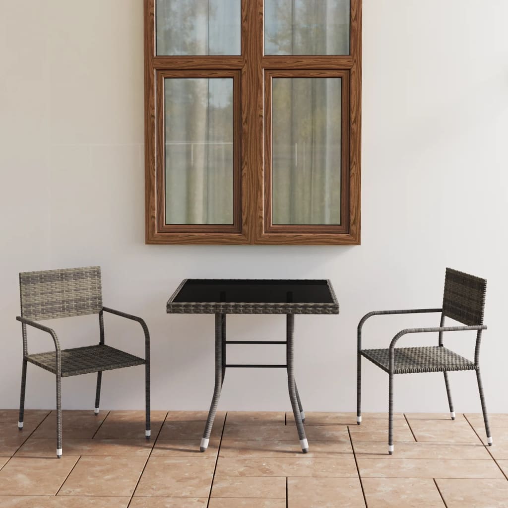 3 Piece Garden Dining Set Poly Rattan