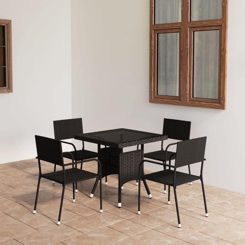 3 Piece Garden Dining Set Poly Rattan
