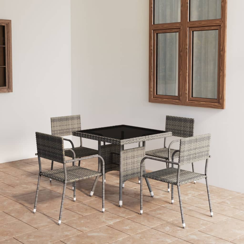 3 Piece Garden Dining Set Poly Rattan