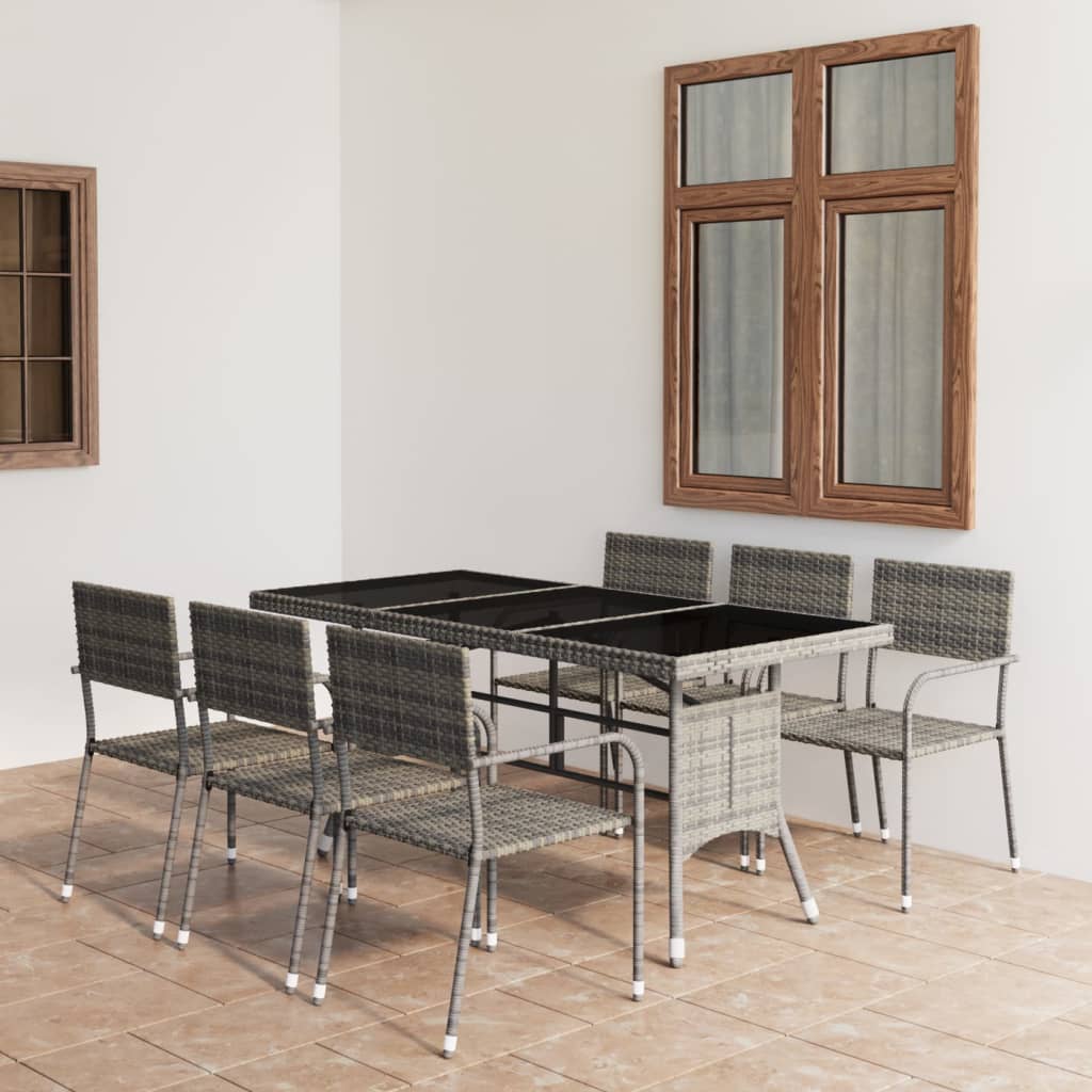 3 Piece Garden Dining Set Poly Rattan