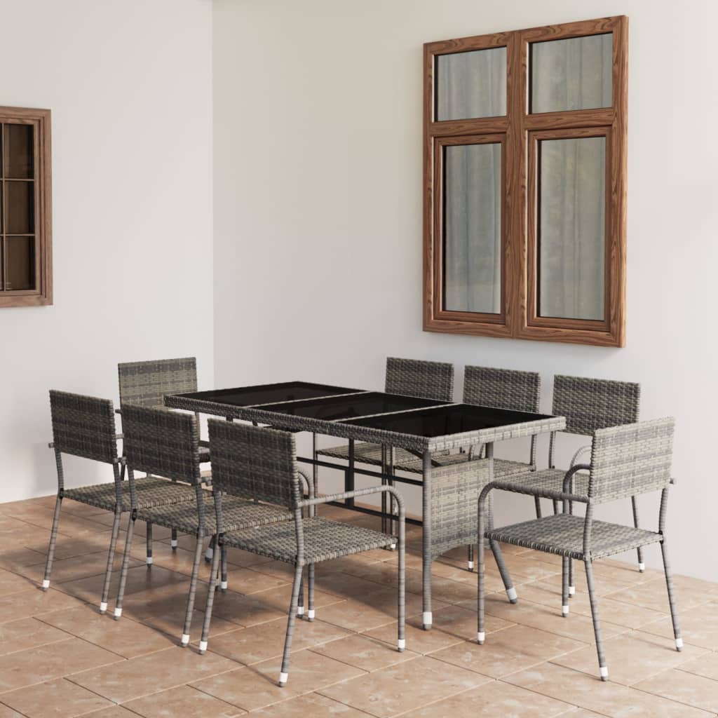 3 Piece Garden Dining Set Poly Rattan