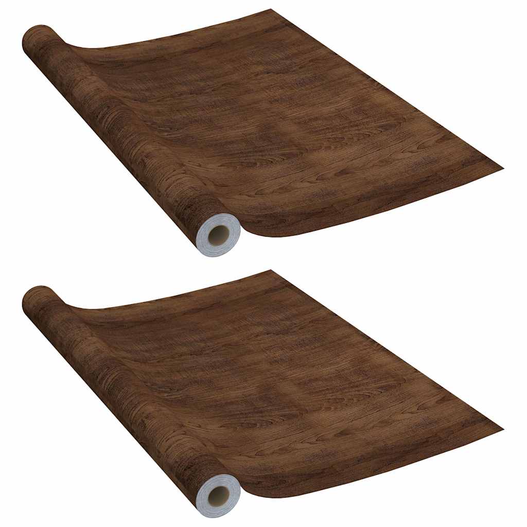 Self Adhesive Furniture Film 2 Pack Dark Oak Wood Effect PVC 500 x 90cm