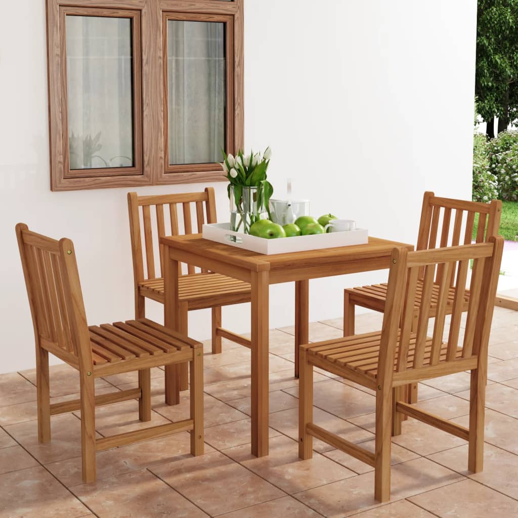 5 Piece Garden Dining Set Solid Wood Teak